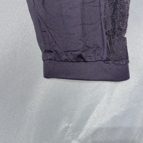 BEBE Pajama Set Pants Elastic Waist Lace Panel rim Down the Legs Size L - Picture 7 of 16